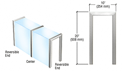 C.R. Laurence CRL Brite Anodized  Sculptured Series Glass on Front and Top Shelf Aluminum Sneeze Guard - Center Post Only | SG750BA