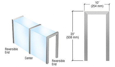 C.R. Laurence CRL Satin Anodized Sculptured Series Glass on Front and Top Shelf Aluminum Sneeze Guard - Center Post Only | SG750SA