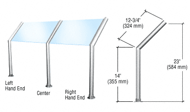 C.R. Laurence CRL Polished Stainless Elegant Series Open Front, Glass On Slant Stainless Steel Sneeze Guard - Center | SG850PS
