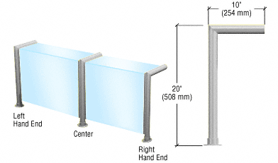C.R. Laurence CRL Brushed Stainless Elegant Series Glass on Front and Top Stainless Steel Sneeze Guard - Left Hand End Post Only | SG900BS
