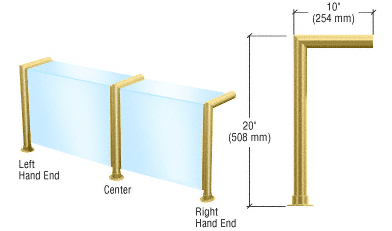 C.R. Laurence CRL Polished Brass Elegant Series Glass on Front and Top Shelf Sneeze Guard - Left Hand End Post Only | SG900PB