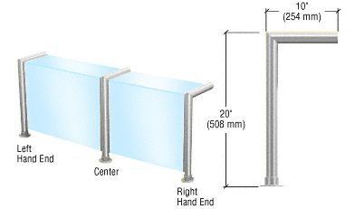 C.R. Laurence CRL Polished Stainless Elegant Series Glass on Front and Top Shelf Sneeze Guard - Right Hand End Post Only | SG925PS