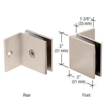 CRL Brushed Nickel Fixed Panel Square Clamp With Small Leg | SGC037BN