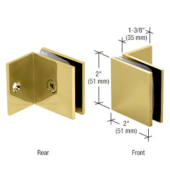 CRL Polished Brass Fixed Panel Square Clamp With Small Leg  | SGC037BR