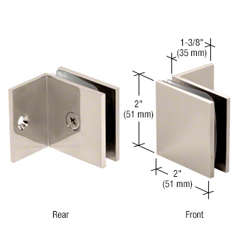 CRL Polished Nickel Fixed Panel Square Clamp With Small Leg | SGC037PN