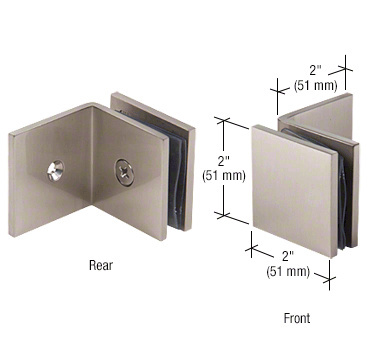 CRL Brushed Nickel Fixed Panel Square Clamp With Large Leg  | SGC039BN