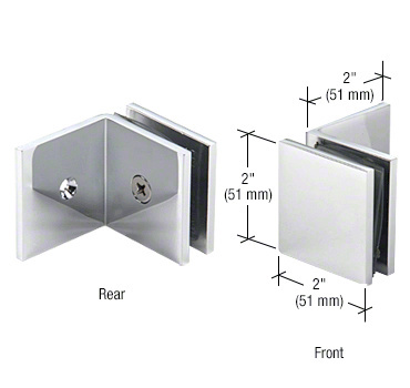 CRL Polished Chrome Fixed Panel Square Clamp With Large Leg  | SGC039CH