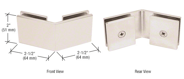 CRL Polished Nickel Square 135 Degree Glass-to-Glass Clamp  | SGC135PN
