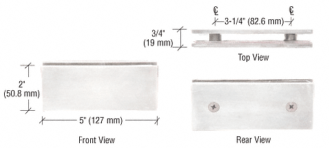 CRL Polished Chrome Square 180 Degree Glass-to-Glass Clamp | SGC180CH