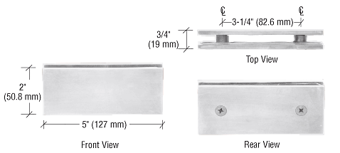 CRL Polished Nickel Square 180 Degree Glass-to-Glass Clamp  | SGC180PN