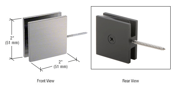 CRL Brushed Nickel Square Wall Mount Movable Transom Clamp | SGC186BN