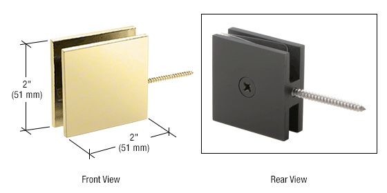 CRL Polished Brass Square Wall Mount Movable Transom Clamp | SGC186BR