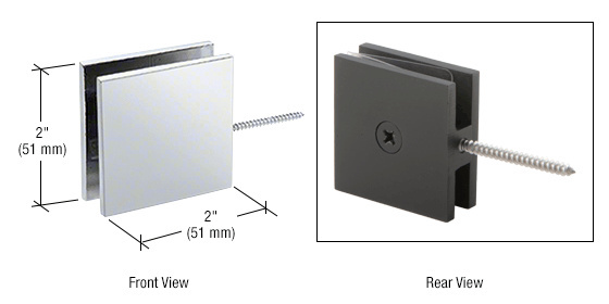 CRL Polished Chrome Square Wall Mount Movable Transom Clamp | SGC186CH