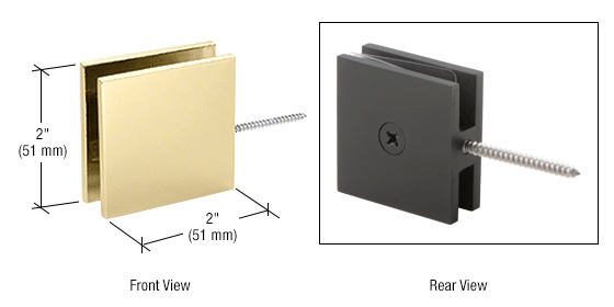 CRL Satin Brass Square Wall Mount Movable Transom Clamp | SGC186SB