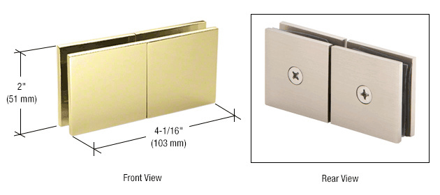 CRL Polished Brass Square 180 Degree Glass-to-Glass Movable Transom Clamp  | SGC188BR