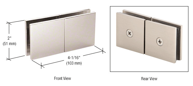 CRL Polished Nickel Square 180 Degree Glass-to-Glass Movable Transom Clamp  | SGC188PN