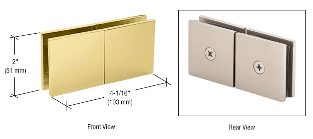 CRL Satin Brass Square 180 Degree Glass-to-Glass Movable Transom Clamp | SGC188SB