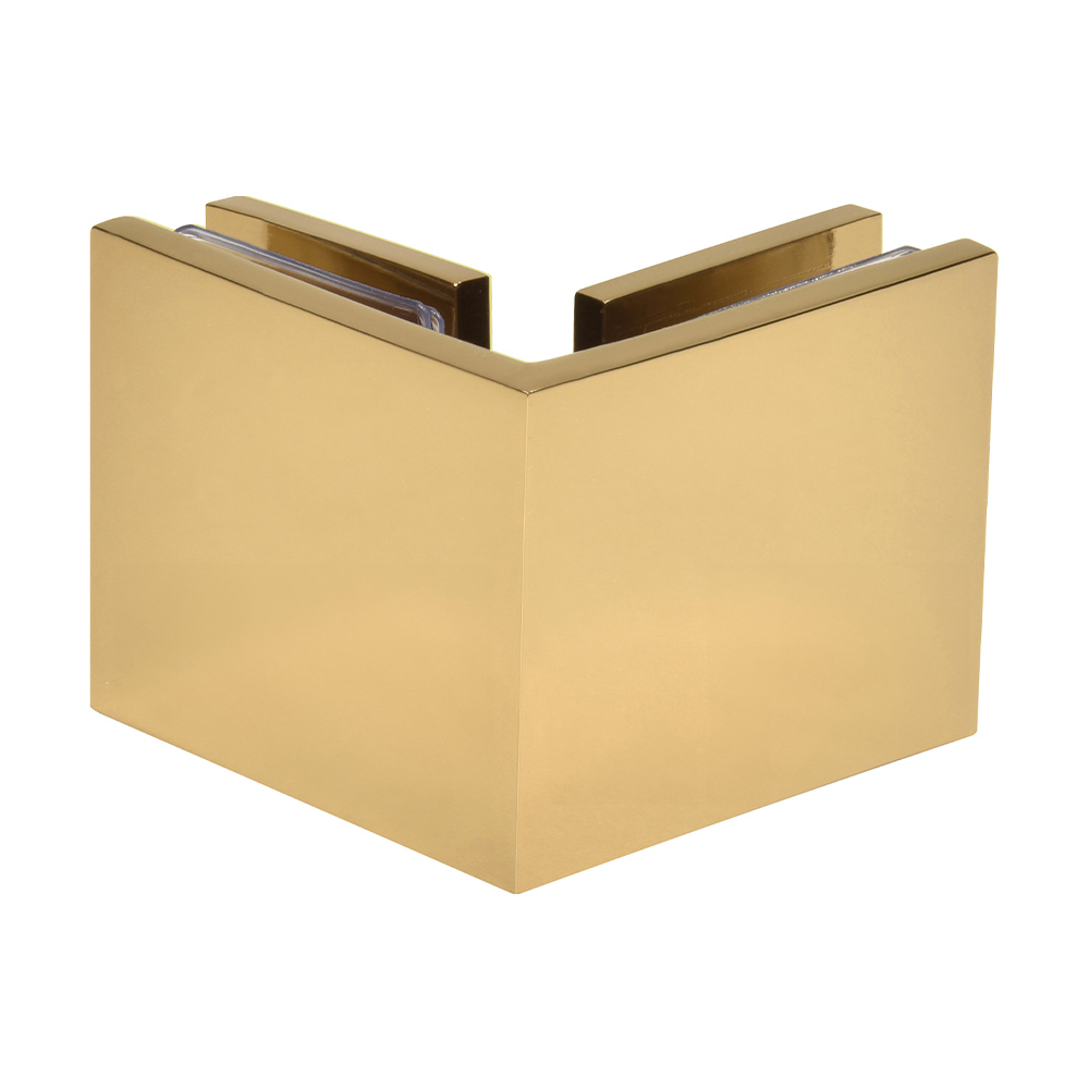 CRL Polished Brass Square Style 90 Degree Glass-to-Glass Clamp | SGC90BR