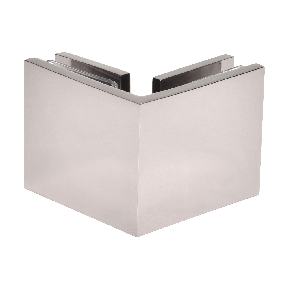 CRL Polished Nickel Square Style 90 Degree Glass-to-Glass Clamp | SGC90PN