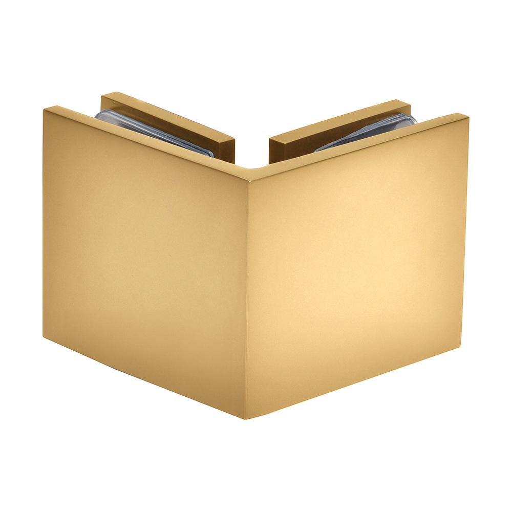CRL Satin Brass Square Style 90 Degree Glass-to-Glass Clamp | SGC90SB