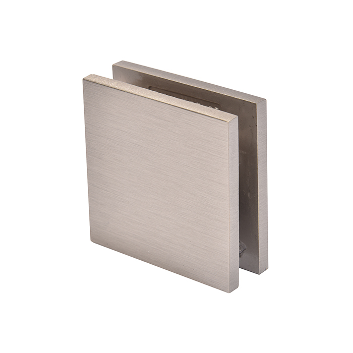 CRL Brushed Nickel Square Style Notch-in-Glass Fixed Panel U-Clamp | SGCU1BN
