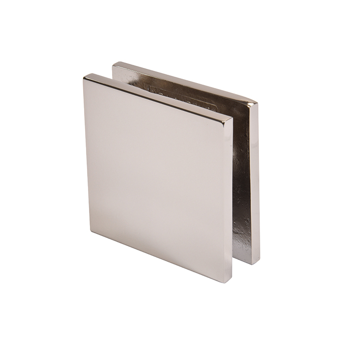 CRL Polished Nickel Square Style Notch-in-Glass Fixed Panel U-Clamp | SGCU1PN