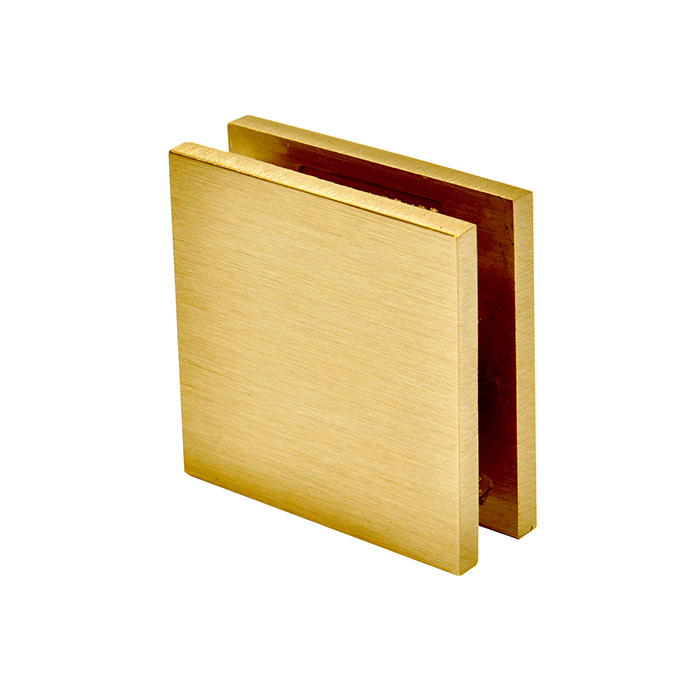 CRL Satin Brass Square Style Notch-in-Glass Fixed Panel U-Clamp | SGCU1SB