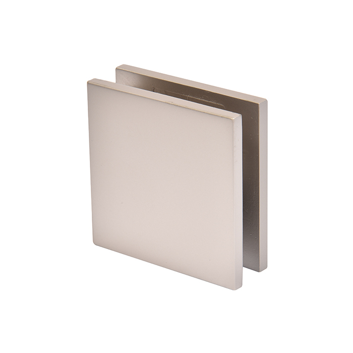 CRL Satin Nickel Square Style Notch-in-Glass Fixed Panel U-Clamp | SGCU1SN