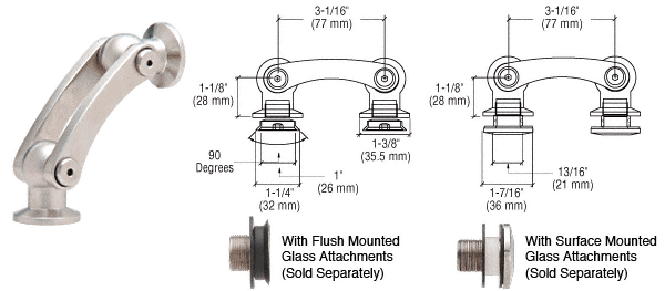 C.R. Laurence CRL Glass-to-Glass Arch Swivel Fitting  | SGF02BGG