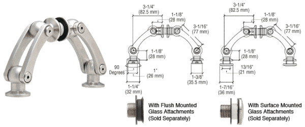 C.R. Laurence CRL Fin Glass-to-Glass Arch Swivel Fitting | SGF04BGG