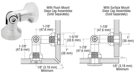 C.R. Laurence CRL Glass-to-Glass Single Pivot Column Series Swivel Fitting | SGF42BGG