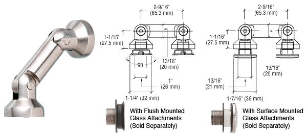 C.R. Laurence CRL Glass-to-Glass Column Swivel Fitting  | SGF62BGG