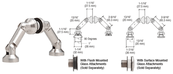 C.R. Laurence CRL Fin Glass-to-Glass Column Swivel Fitting | SGF67BGG