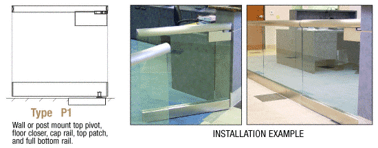C.R. Laurence CRL Post Mount Swinging Gate with Top Pivot Plus Cap Rail, Top Patch, and Full Bottom Rail | SGP1C