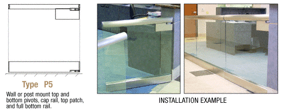 C.R. Laurence CRL Post Mount Swinging Gate with Top and Bottom Pivot Plus Cap Rail, Top Patch, and Full Bottom Rail | SGP5C
