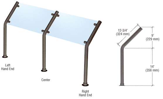 C.R. Laurence CRL Black Powder Paint Style 10 Slimline Series Sneeze Guard- Center | SGS10CBL