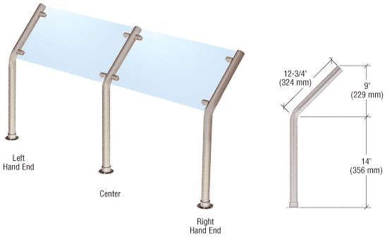 C.R. Laurence CRL Brushed Stainless Style 10 Slimline Series Sneeze Guard - Right Hand End | SGS10REBS