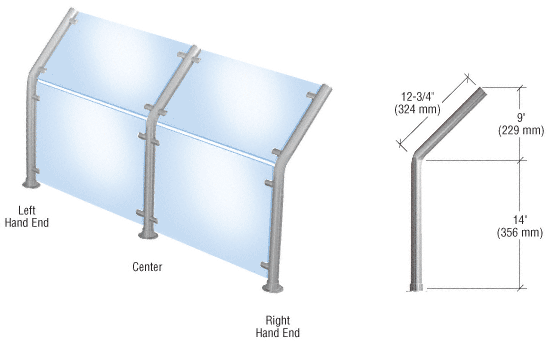 C.R. Laurence CRL Brushed Stainless Style 20 Slimline Series Sneeze Guard- Left Hand End | SGS20LEBS
