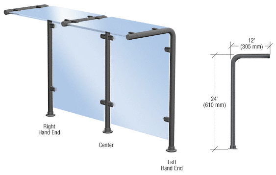 C.R. Laurence CRL Black Powder Paint Style 30 Slimline Series Sneeze Guard- Center | SGS30CBL