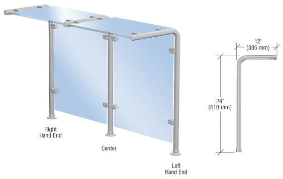 C.R. Laurence CRL Brushed Stainless Style 30 Slimline Series Sneeze Guard- Center | SGS30CBS