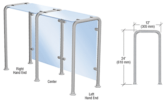 C.R. Laurence CRL Brushed Stainless Style 40 Slimline Series Sneeze Guard- Center | SGS40CBS