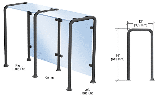 C.R. Laurence CRL Black Powder Paint Style 40 Slimline Series Sneeze Guard- Right Hand End | SGS40REBL