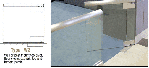 C.R. Laurence CRL Brushed Stainless Wall Mount Swinging Gate with Top and Bottom Pivot Plus 1.5&quot; Square Cap Rail, Top Notch, and Full Wide Bottom Rail | SGW5BS15SWC
