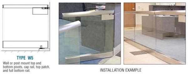 C.R. Laurence CRL Brushed Stainless Wall Mount Swinging Gate with Top and Bottom Pivot Plus 2.5&quot; Cap Rail, Top Notch, and Full Wide Bottom Rail | SGW5BS25WC