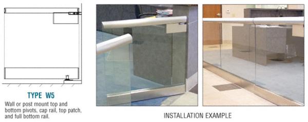 C.R. Laurence CRL Polished Stainless Wall Mount Swinging Gate with Top and Bottom Pivot Plus 2&quot; Cap Rail, Top Notch, and Full Wide Bottom Rail | SGW5PS20WC