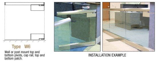C.R. Laurence CRL Wall Mount Swinging Gate with Top and Bottom Pivot Plus Cap Rail, Top and Bottom Patch | SGW6C