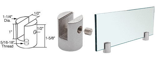 C.R. Laurence CRL Satin Chrome Slot Mount Standoff for 1/2&quot; Panels | SM12SC