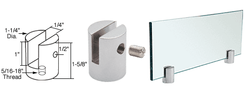C.R. Laurence CRL Chrome Slot Mount Standoff for 1/4&quot; Panels | SM14CH