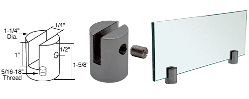 C.R. Laurence CRL Gun Metal Slot Mount Standoff for 1/4&quot; Panels | SM14GM