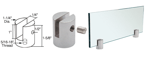 C.R. Laurence CRL Satin Chrome Slot Mount Standoff for 1/4&quot; Panels | SM14SC